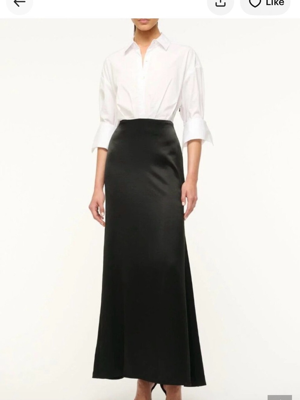STAUD Black Satin Maxi Skirt